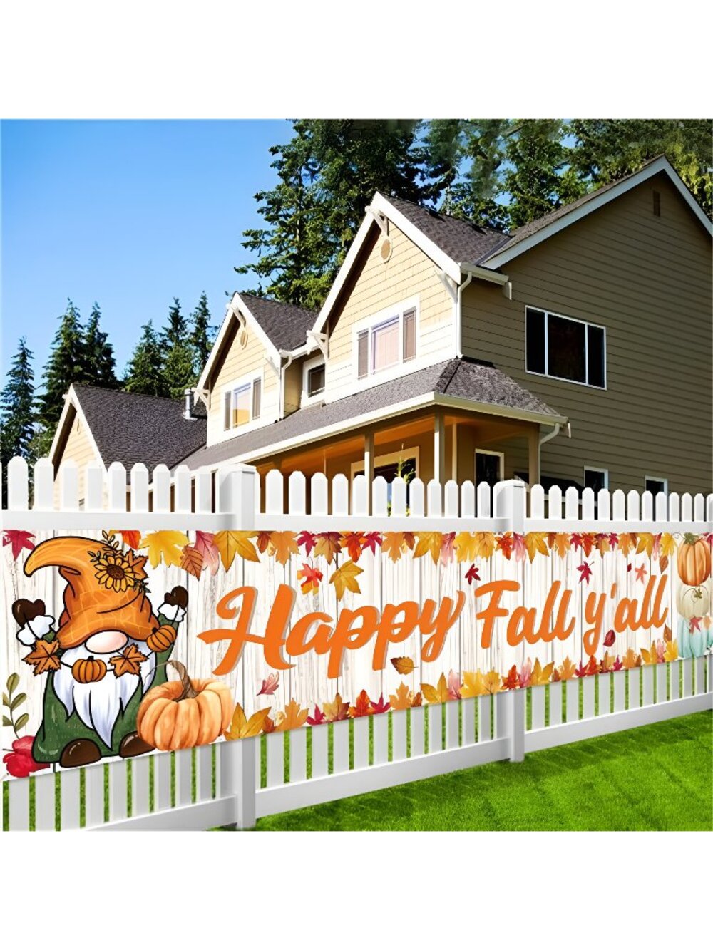 Large 9.8x1.6ft Happy Fall Yall Banner, Happy Fall Sign Garden Banner